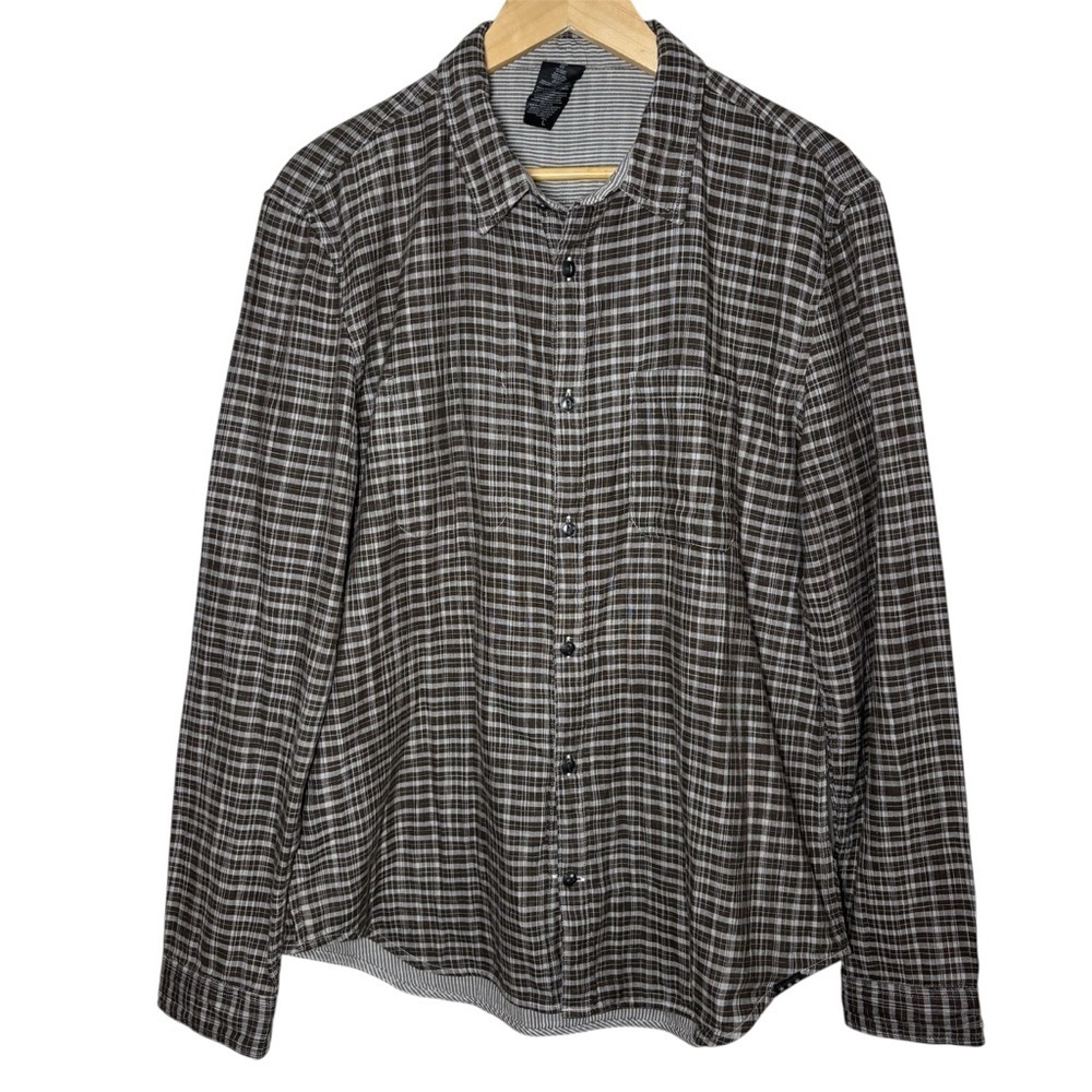 John Varvatos Star USA Neil Regular Fit Reversible Plaid Large Button Down Brown